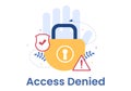 Login Access Denied Vector Illustration. System Refuses Password, Error and Entry to Computer Device Royalty Free Stock Photo