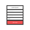 Login form menu with simple line icons. Website element for your web design. Eps10 vector illustration. Royalty Free Stock Photo