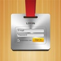 Login Form Page with Brushed Metal Badge