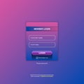 Login form web page design template or mock up. Mobile website ui vector elements set.