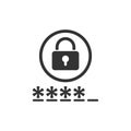 Login icon in flat style. Password access vector illustration on white isolated background. Padlock entry business concept Royalty Free Stock Photo