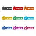 Login icon, Secure access button, color icons set Royalty Free Stock Photo
