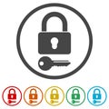 Login icon, Secure access button, 6 Colors Included Royalty Free Stock Photo