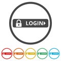 Login icon, Secure access button, 6 Colors Included Royalty Free Stock Photo