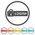 Login icon, Secure access button, 6 Colors Included Royalty Free Stock Photo