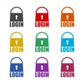 Login lock icon. Set icons colorful