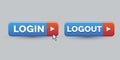 Login Logout button set Royalty Free Stock Photo