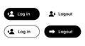 Login and logout buttons with icons isolated on transparent background Royalty Free Stock Photo