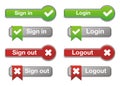 Login and logout buttons