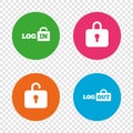 Login and Logout icons. Sign in icon. Locker.