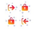 Login and Logout icons. Sign in icon. Locker. Vector