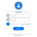 Login page design. Template for website user interface. Vector.