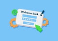 Login page Illustration, Notifications page with floating elements. User name, password fields Royalty Free Stock Photo