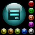 Login panel icons in color illuminated glass buttons Royalty Free Stock Photo