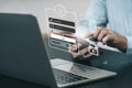 Login and password of cyber security and networking concept. User typing password secure access to personal information. Royalty Free Stock Photo