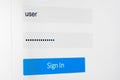 Login and password fields on screen Royalty Free Stock Photo
