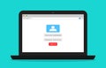 Login and password for register account in laptop screen. icon of create username and log in computer. Online registration on