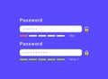 Login password weak strong account registration. Login password form app vector website