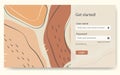 Login screen form and user interface template. Online registration and sign up vector concept. Landing page