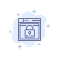 Login, Secure, Web, Layout, Password, Lock Blue Icon on Abstract Cloud Background