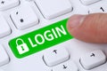 Login submit with password registration online on internet
