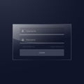 Login template design in glass style and dark theme