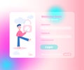 Login UI UX design concept and illustration with big modern people, privacy icons, inputs, forms. Vector website user Royalty Free Stock Photo