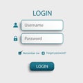 Login web screen with atypical buttons template Royalty Free Stock Photo