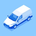 Logistic automobile with carcass container trunk for cargo goods transportation isometric vector