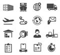 Logistic black and white glyph icons set