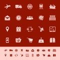 Logistic color icons on red background