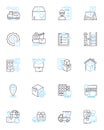 Logistic company linear icons set. Shipping, Transport, Distribution, Warehousing, Freight, Logistics, Supply chain line