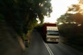 Logistic by Container truck driving in motion blur on the road Royalty Free Stock Photo