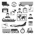 Logistic And Delivery Black Icons Set