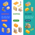 Logistic Delivery Service Banner Vecrtical Set Isometric View. Vector Royalty Free Stock Photo