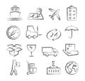 Logistic and Delivery Doodle Icons