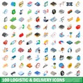 100 logistic delivery icons set, isometric style Royalty Free Stock Photo