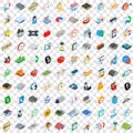 100 logistic delivery icons set, isometric style Royalty Free Stock Photo