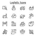 Logistic & Delivery icons set in thin line style Royalty Free Stock Photo