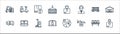 Logistic and delivery line icons. linear set. quality vector line set such as security, airplane, location, fast delivery, train,