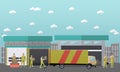 Logistic and delivery service concept banner. Warehouse. Vector illustration in flat style design Royalty Free Stock Photo