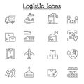 Logistic & Delivery service icon set in thin line style Royalty Free Stock Photo