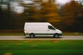 Logistic Delivery van on a country road panning effect. Generative Ai Royalty Free Stock Photo