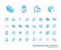 Logistic and distribution isometric line icons. 3d vector