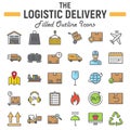 Logistic filled outline icon set, Delivery symbols Royalty Free Stock Photo