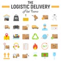 Logistic flat icon set, Delivery symbols