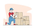 Logistic, Freight Accounting and Inventory. Worker Work in Warehouse with Boxes Checking List of Goods for Distribution