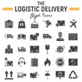 Logistic glyph icon set, Delivery symbols