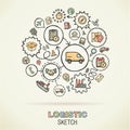 Logistic hand draw sketch icons