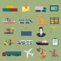 Logistic icons. Delivery cargo vector service illustration